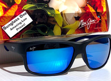Maui Jim SOUTHERN CROSS Matte Black POLARIZED Hawaii Blue GLASS Sunglass B815-02