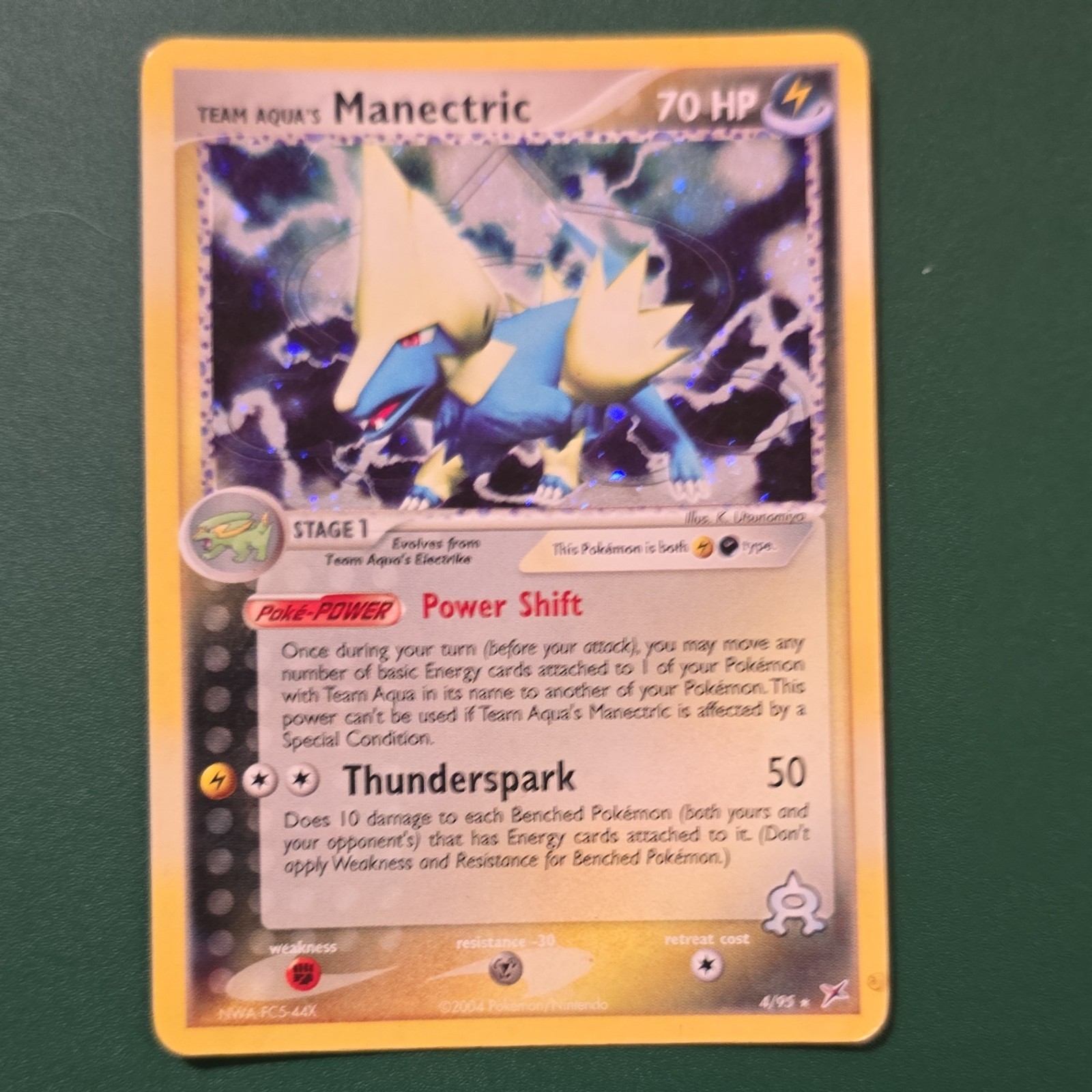 Pokémon Team Aqua's Manectric 4/95 Team Magma vs Aqua Holo Rare 70HP 50