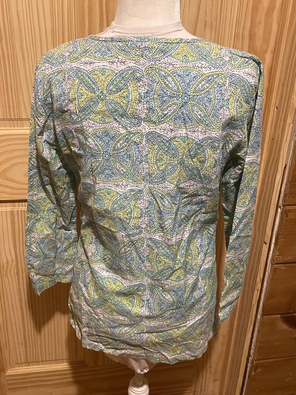 J. McLaughlin Cotton MultiColor Ruffle Split Neck… - image 4