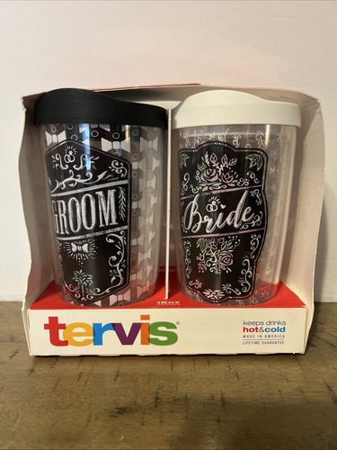 Tervis Thermo Braut & Bräutigam Tassen 16 Unzen Mit Deckel Neu