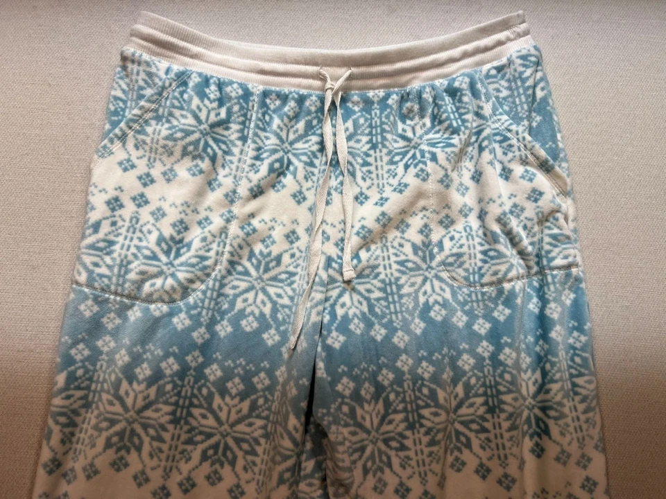Croft & Barrow Womens Intimates Snowflake Fair Isle Pajama Pants Sz M Blue White - Image 4 of 4