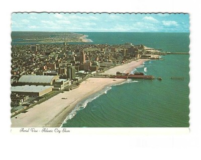 Aerial view Atlantic City Shore vintage postcard unposted