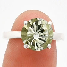 Fancy Cut Premium Prasiolite (Green Amethyst) Brazil 925 Silver Ring s.8 R-1019