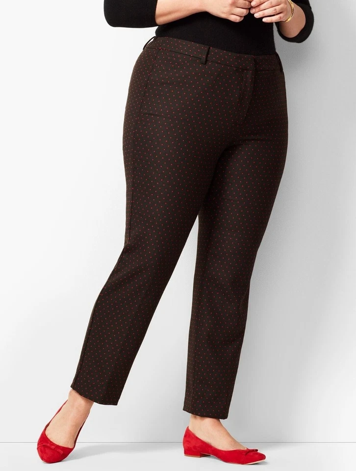 Pantalones al tobillo Talbots para mujer cintura alta a medida talla 20WP lunares negros y rojos Foto 2 de 4