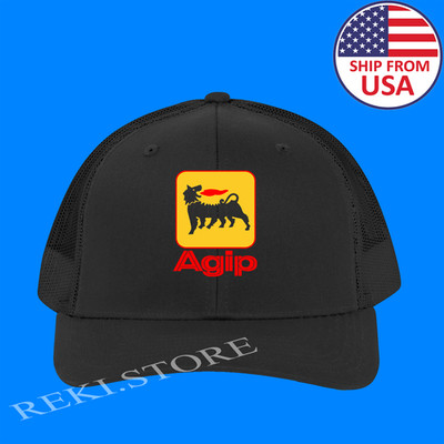 Agip Racing Black Printed Adujstable Trucker Hat Cap Size Adult