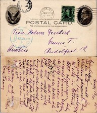 USA POSTAL STATIONERY 1905 NEW YORK  UPRATED to BUDAPEST    (A3/62)