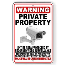 Video Surveillance Security 8" x 12" Aluminum Sign No Trespass Alarm Camera CCTV