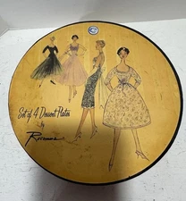 Rosanna Retro French Fashion Beige 8” Dessert Plates Set of 4 New In Box