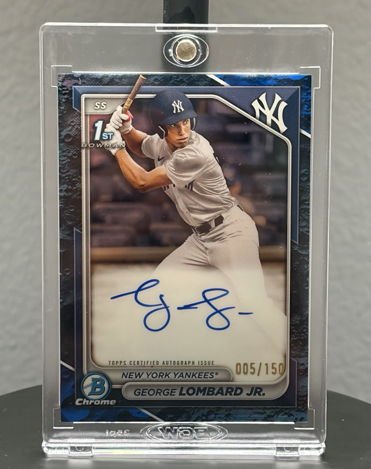 2024 Bowman Chrome 1st Bowman George Lombard Jr. Blue Lunar Refractor Auto /150