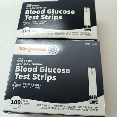 (2) Walgreens Blood Glucose Test Strips 200 Total Strips Exp 02/27 FAST    §}~