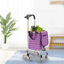 Folding Shopping Cart Grocery Trolley Laundry Stair Climbing Handcart 6/8 Wheels