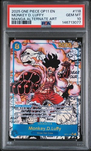 2025 ONE PIECE OP11-A FIST OF DIVINE SPEED #118 MONKEY D. LUFFY PSA 10