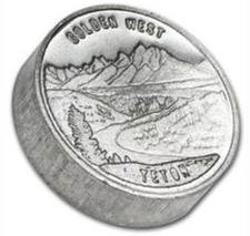 1 Oz Silver Golden West TETON Vintage Round WITH Natural Tone.