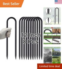 Heavy Duty 12 Inch U-Shaped Trampoline Stakes - 8 Pack for All Outdoor Needs