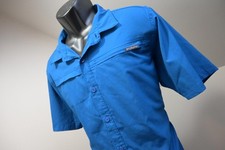 Columbia Omni-Shade Vented Fishing Shirt Blue Short Sleeve Camping Mens Medium