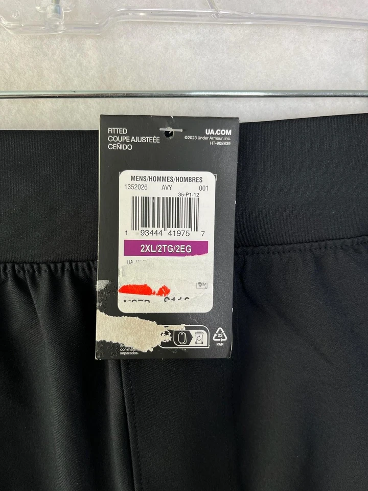 Under Armour Pants Mens 2XL Black Fitted Joggers Zip Pockets Reflective 1352026 - Image 4 of 4