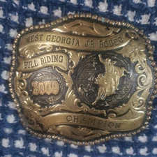 2009 Gist solid brass  Belt buckle west Georgia Jr rodeo  bull riding champion