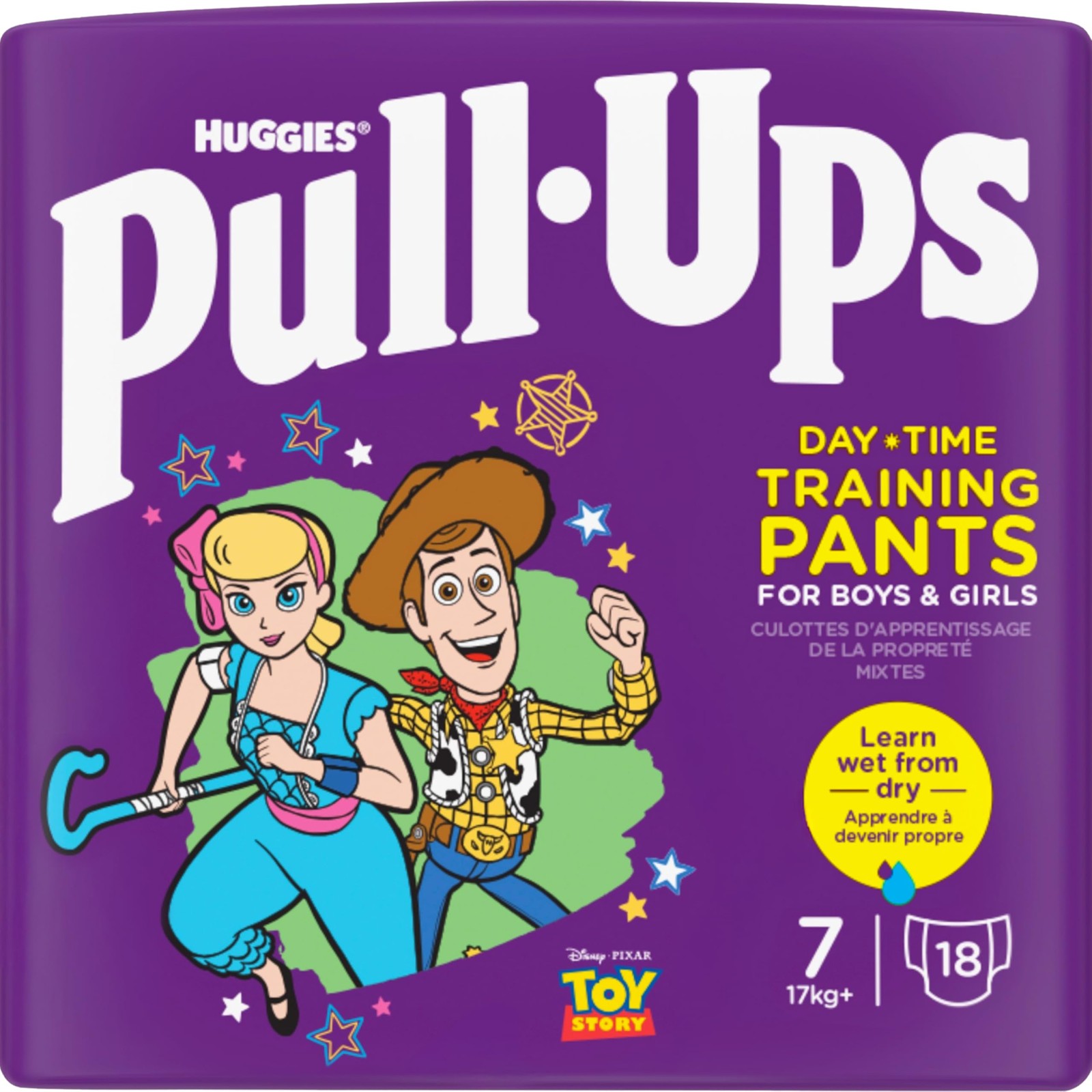 Pull-Ups Taille 7 avec indicateur d'humidité culottes d'apprentissage absorbantes x18
