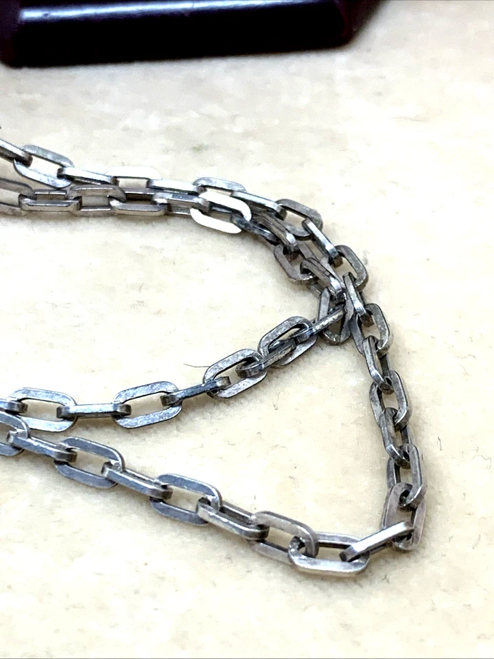 COLLANA UNOAERRE ANNI 70 IN ARGENTO 800 BRUNITO LUNGA CM 70  MAGLIE RETTANGOLARI - Immagine 3 di 4