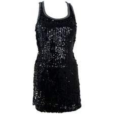 D&G Dolce & Gabbana Black Sequin Mini Tank Dress