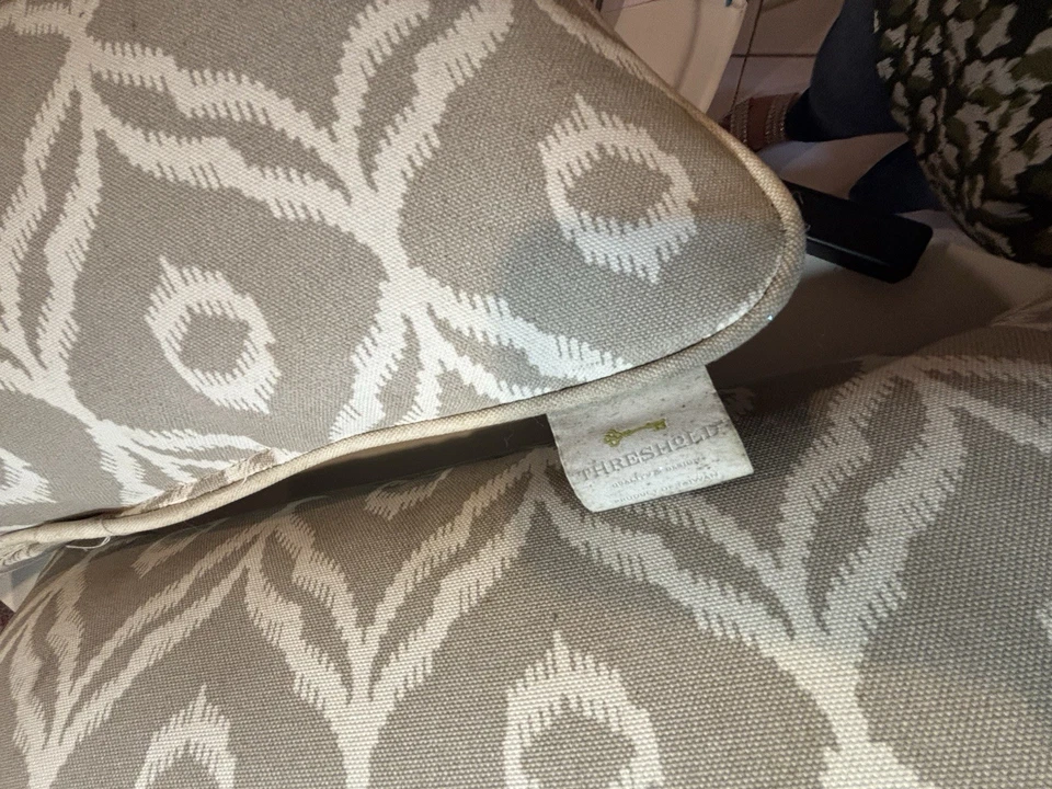 "Cojines Umbral Exterior Neutro Blanco Beige Patrón Geométrico 12 X 24""" Foto 3 de 3