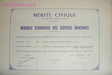 DIPL240 - DIPLOMA DEL MERITO CIVICO 1962 MEDAGLIA D'ONORE ORO