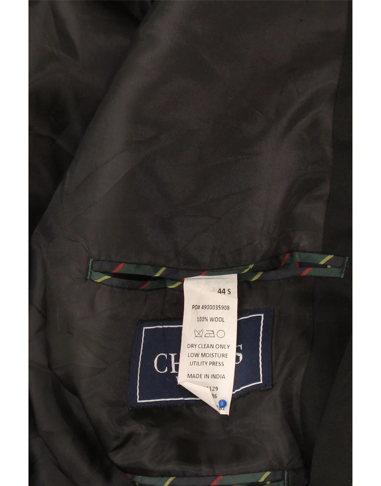 CHAPS Mens 2 Button 3/4 Sleeve Blazer Jacket UK 44 2XL Black Wool BZ05 - Image 4 of 4