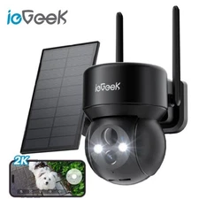 ieGeek Solar Security Camera Wireless Outdoor 2K 360°View PTZ Color Night Vision