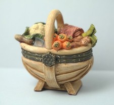Vintage signed C A vegetable trug miniature Trinket Box 