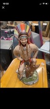 Vintage Ceramic INDIAN CHIEF hand painted Art Statue
