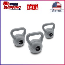 CAP Barbell 30lb Vinyl Kettlebell Set 5, 10, 15 lbs , Gray
