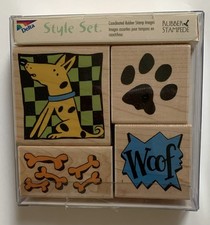 Rubber Stampede Style Set WHIMSICAL DOG COLLECTION 4 NEW Puppy WOOF Four STAMPS