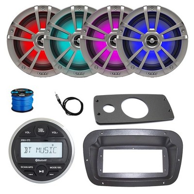 JBL Marine Radio, Spa Bezel, Adapter, Antenna, 4x 6.5'' 225W LED Speakers w/Wire