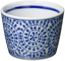 Koyo Pottery Soba Choko (Small Cup) with Octopus Arabesque Design 170ml Cut-edge