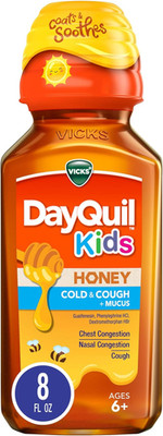 Vicks Dayquil Kids Cold and Cough + Mucus Relief Made with Real Honey for Kids 6