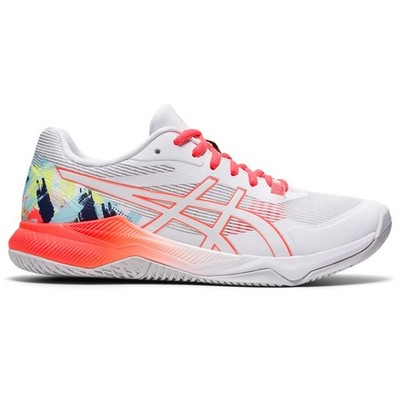 ASICS Women's Gel-Tactic Indoor Sport Shoes, 9.5 US, White/Sunrise RED, RARE