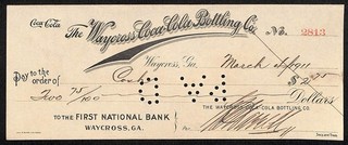 1911 Waycross Coca Cola Bottling Co Waycross GA FNB Bank Check