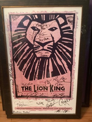 LION KING BROADWAY ORIGINAL CAST SIGNED WINDOW CARD FRAMED New ...