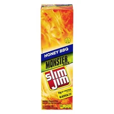 Monster Size Slim Jim Honey BBQ Flavor Meat Sticks Pack of 18 31.04 Ounce