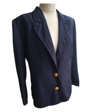 Valentino Miss V Navy Blue Wool Single Breasted Jacket Size 44/10