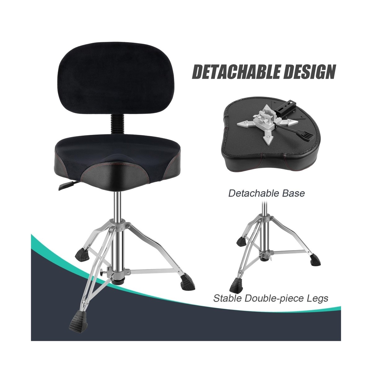 TENTOTEN Drum Throne with Backrest, Portable Drum Chair TENTOTEN Drum Throne with Backrest, Portable Drum Chair