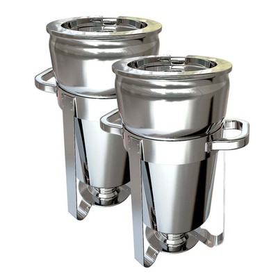 NNEAGS 2X 11L Round Stainless Steel Soup Warmer Marmite Chafer Full Size Caterin