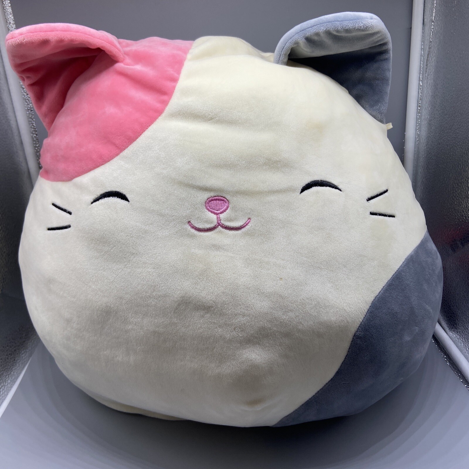Squishmallows Karina Pink/Grey/Gray Cat 16 inch Stuffed Animal EUC