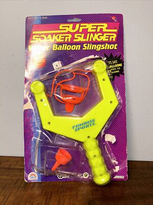 Vintage 1992 Super Soaker Slinger Water Balloon Slingshot Yellow Funrise 01795
