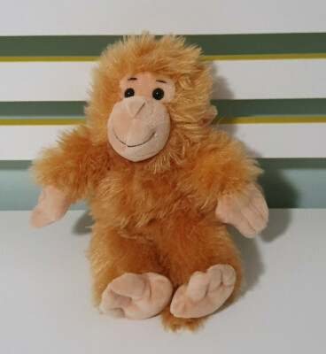 TEDDY MOUNTAIN MONKEY STUFFED ANIMAL HOOK N LOOP BACK 25CM LIGHT BROWN