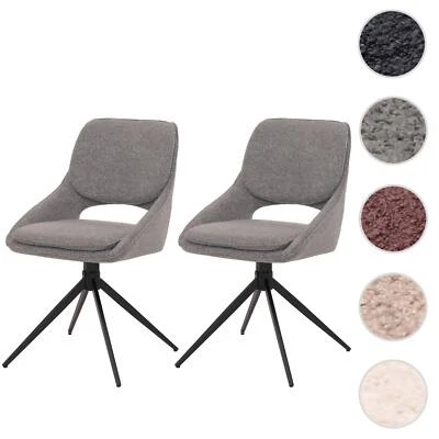 2er-Set Esszimmerstuhl HWC-N73, Stuhl, drehbar Auto-Return, Stoff Boucle 540g/m² - Bild 1 von 4