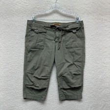 Y2K Vintage Paris Blues Capri Bermuda Cargo Pants 16 34 Olive Green Low Rise