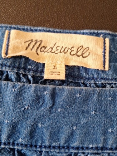 Madewell Denim Square-Neck Pleated Sleeve Top Boho Festival Style Large Womens - Picture 7 of 8