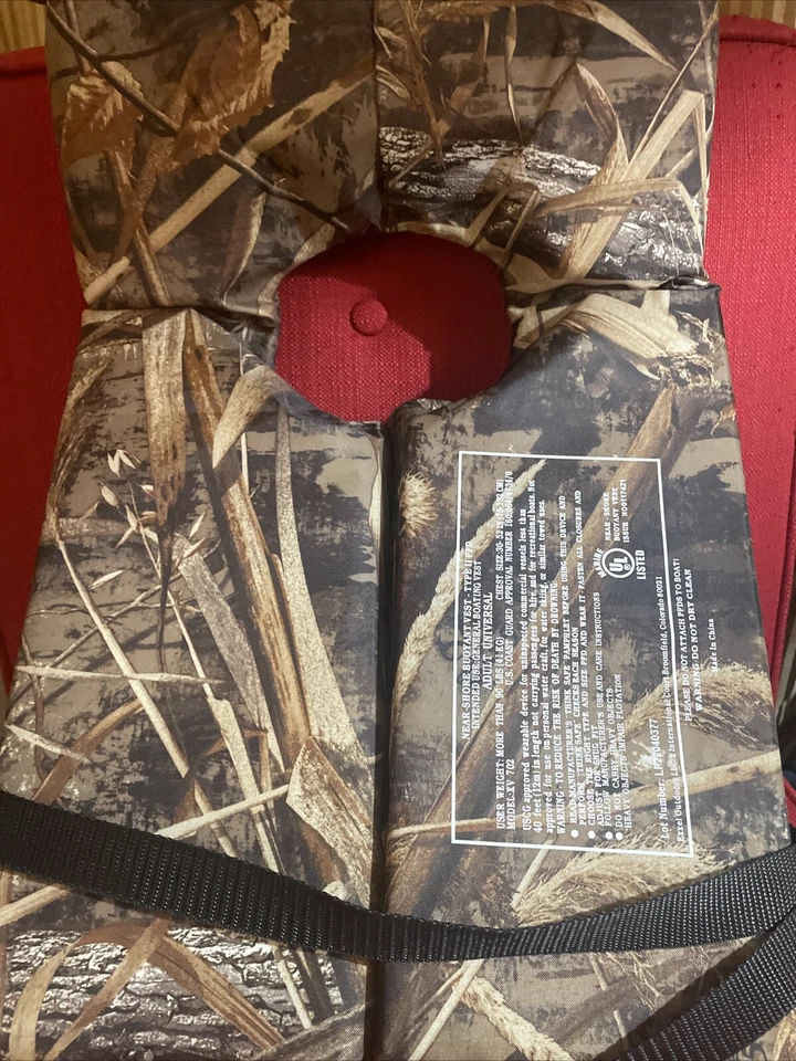 Fishing boating Realtree Max 5 Camo PFD Life Jacket Type II Exxel Outdoors (4) - Image 3 of 4