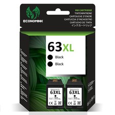 2 Pack 63XL Black Ink Cartridges For HP Envy 4520 Officejet 5220 5258 4650 3830